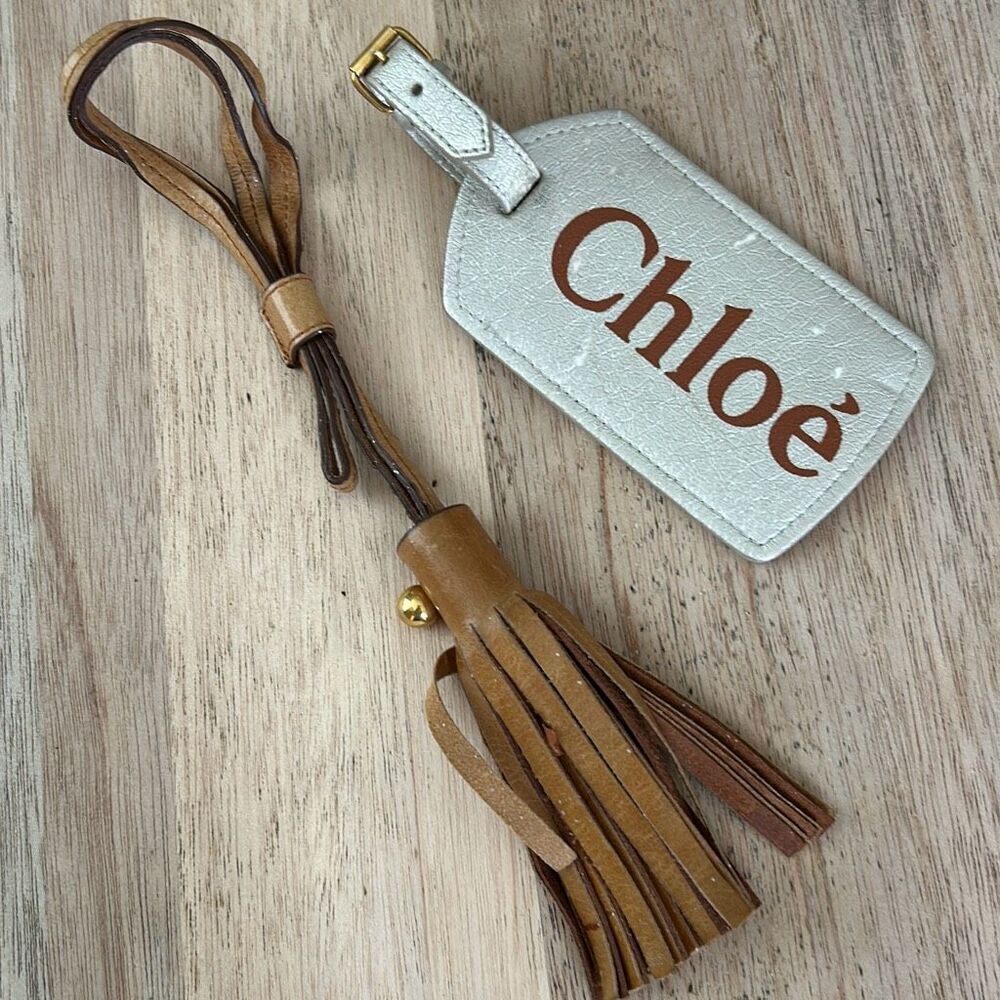 Chloe luggage tag and brown leather tassel taken off Eden bag